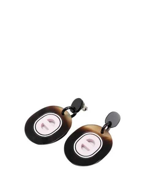 Hermès Pre-Owned 20th Century Buffalo Horn Lacquered and Palladium Plated Fidelio Village Drop Bullet Back Earrings costume earrings Black LA86CRE45T5GJV4L