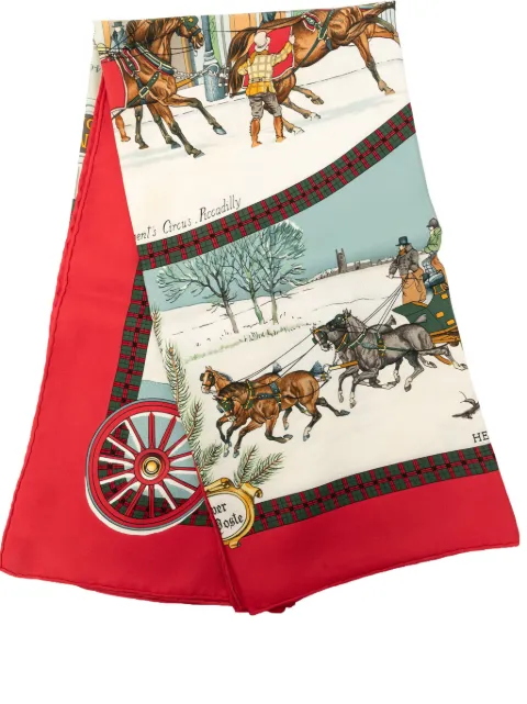 Hermès Pre-Owned 20th Century L Hiver En Poste Silk Scarf 90 scarves Red GR12I1AMQNWCSVC3