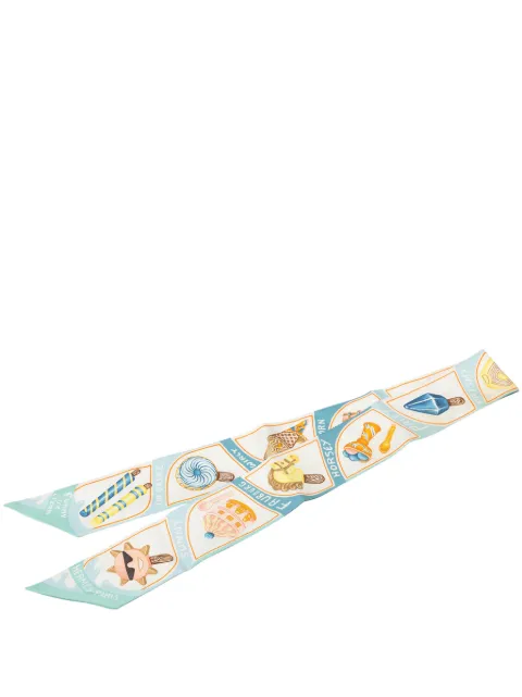 Hermès Pre-Owned 2010-2026 Funny Ice Cream Silk Twilly Scarf scarves Blue D31621PD21HTGTLB