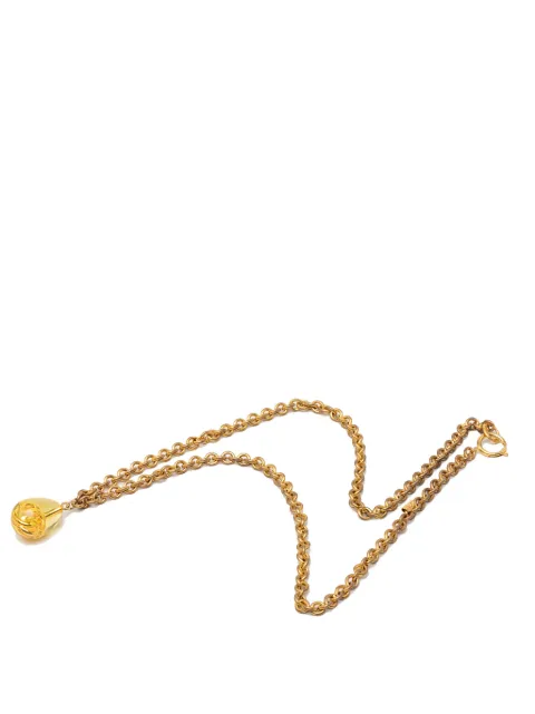CHANEL Pre-Owned 1970-1980 CC Gold Plated Resin Teardrop Pendant Necklace costume necklace Gold A3B5QLN4UXJWB01K