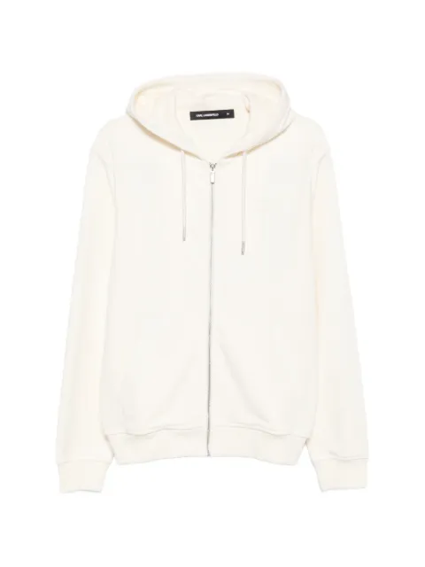 Karl Lagerfeld logo-embossed zip-up hoodie Neutrals 705008563900