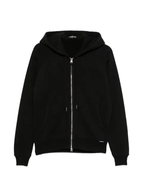 TOM FORD zip-fastening drawstring hoodie Black JDL010JMC072