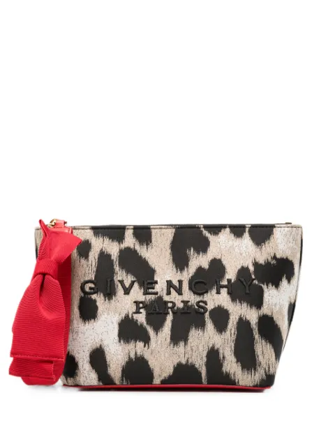 Givenchy leopard-print logo-print clutch bag Neutrals BB60PQB2JC007