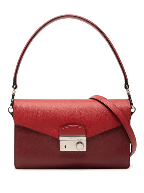 Prada Pre-Owned 2013-2026 Mini Saffiano Lux Sound Lock satchel Red 2YVGCCY45B2T2B0W