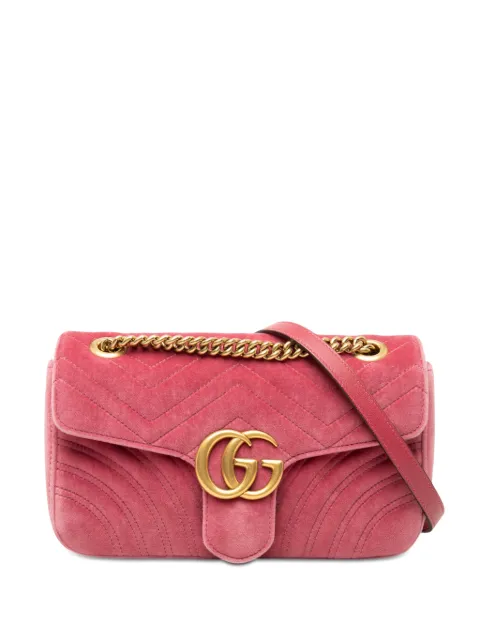 Gucci Pre-Owned 2000-2015 Medium GG Marmont Matelasse Velvet shoulder bag Pink NBWKGS0Y8X1F7OBM
