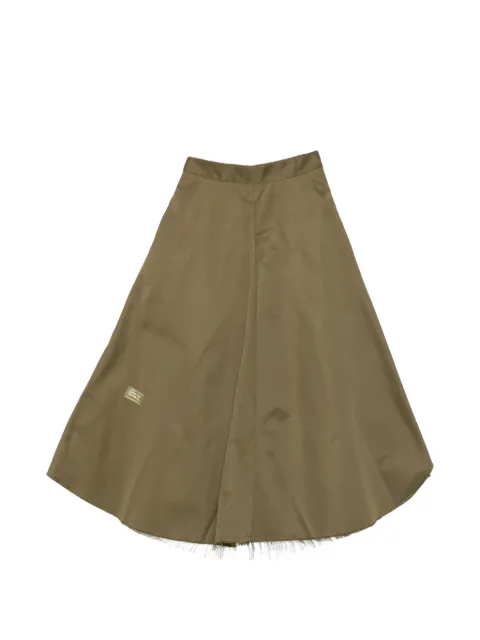 Song For The Mute frayed-edge A-line midi skirt Brown 262WSK012HEMSARM