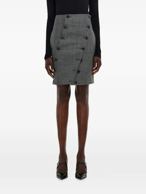 Ferragamo straight-cut skirt with button detail Grey 798433