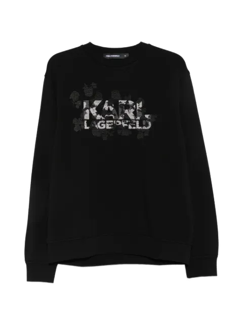 Karl Lagerfeld logo-embroidered crew-neck sweatshirt Black 705000563900