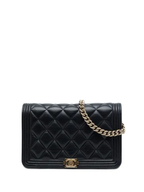 CHANEL Pre-Owned 2019 Quilted Lambskin Boy Wallet On Chain crossbody bag Black T58EQTKHQ9X7QZ79