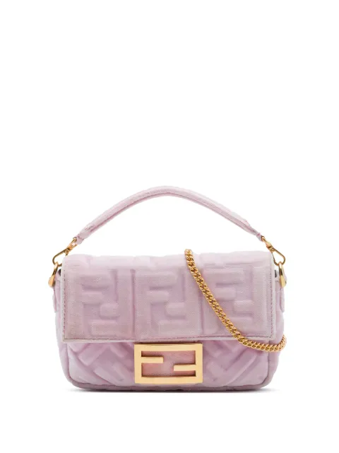 Fendi Pre-Owned 2010-2026 Mini Zucca Embossed Velvet Baguette satchel Pink RLDKVRZ7MTMYZ67Q