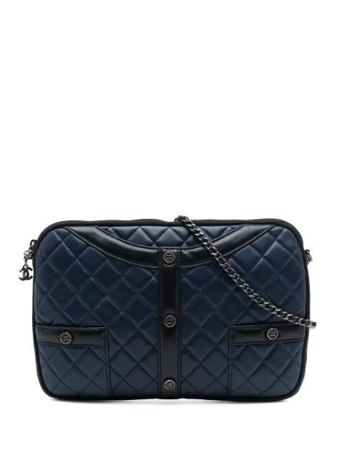 CHANEL Pre-Owned 2016-2017 Small Quilted Lambskin Girl Clutch on Chain crossbody bag Blue RD96MJC08S5O4AW8