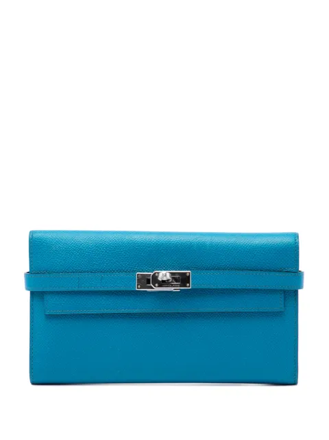 Hermès Pre-Owned 2000-2026 Epsom Kelly Trifold Wallet long wallets Blue QSOUSCKBY7JF3A8R
