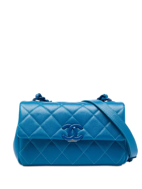 CHANEL Pre-Owned 2020 Small Quilted Caviar My Everything Flap crossbody bag Blue N5XKC1YDWTQZRS83