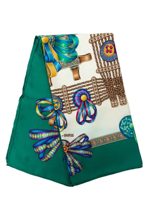 Hermès Pre-Owned 1993 Les Rubans du Cheval Silk Scarf 90 scarves Green ZXSDVR4YHP1ZIJL0