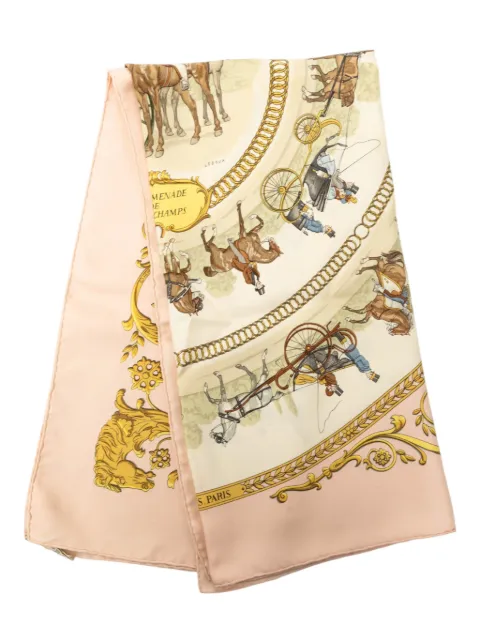 Hermès Pre-Owned 1965 La Promenade de Longchamps Silk Scarf 90 scarves Pink ZDIZZD9WUN5VN3WW
