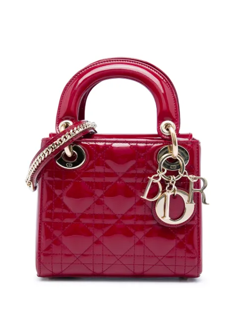 Christian Dior Pre-Owned 2017 Mini Patent Cannage Lady Dior satchel Red JAUGDWW62RHPAP5F