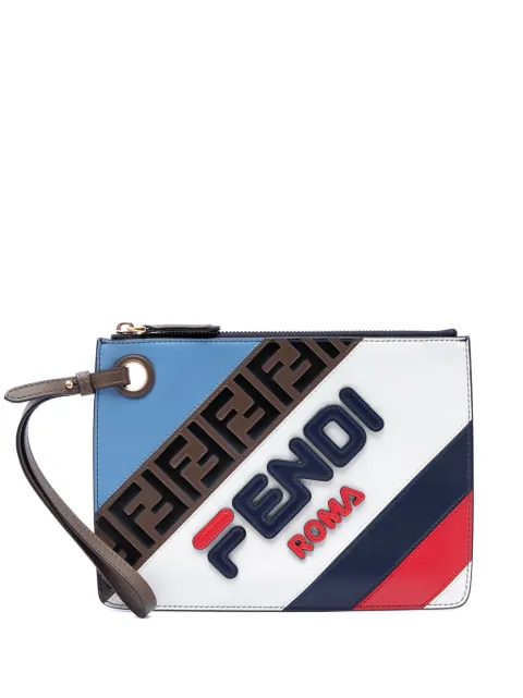 Fendi Pre-Owned 2010-2026 Fila Mania Multicolor Zucca Embossed Leather clutch bag Blue GXZCCA2U5KPO3RTH