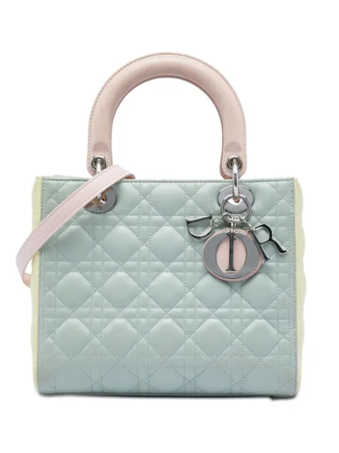 Christian Dior Pre-Owned 2013 Medium Tricolor Lambskin Cannage Lady Dior satchel Green CX9988Y63917M5AF