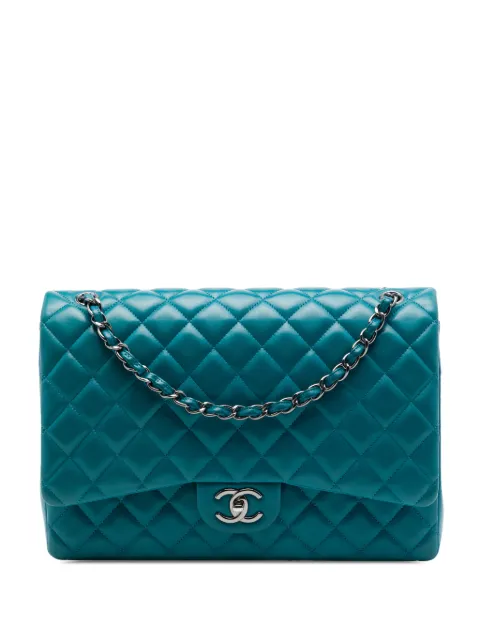 CHANEL Pre-Owned 2011 Maxi Classic Lambskin Double Flap shoulder bag Blue CI1ZWVE1AQVEMCPB