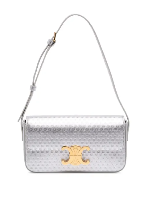 Celine Pre-Owned 2023 Triomphe All Over Laminated Calfskin Claude shoulder bag Silver BV9PRWAJR1JUO2R8