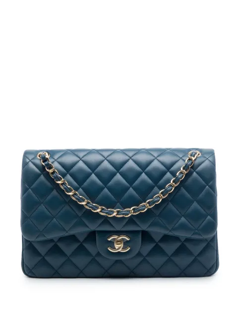 CHANEL Pre-Owned 2016-2017 Jumbo Classic Lambskin Double Flap shoulder bag Blue BT7GQJHH11UR914N