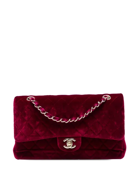 CHANEL Pre-Owned 2015-2016 Medium Classic Velvet Double Flap shoulder bag Red BOW8RVH4GK4B3FP9