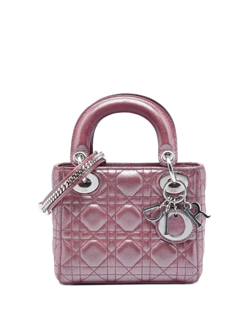 Christian Dior Pre-Owned 2015 Mini Iridescent Lambskin Cannage Lady Dior satchel Pink ATKAKOCHRGAL1X6G