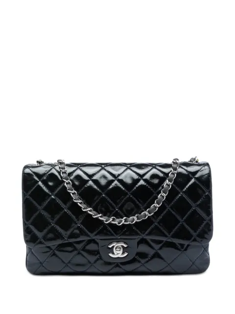 CHANEL Pre-Owned 2013-2014 Jumbo Quilted Patent 3 Compartment Flap shoulder bag Blue 5WWX6KO3NQG88T9O