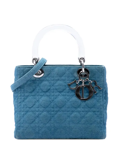 Christian Dior Pre-Owned 1999 Medium Denim Cannage Acrylic Handles Lady Dior satchel Blue 4BXXBS1VQ83HUO18