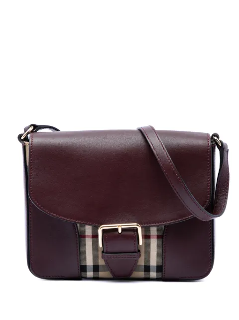 Burberry Pre-Owned 2000-2017 Small Haymarket Check Nylon and Leather Dickens crossbody bag Red 3BF89FV5JYGPQHYF