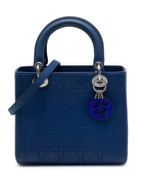 Christian Dior Pre-Owned 2013 Medium Ultra Matte Calfskin Embossed Cannage Lady Dior satchel Blue 19NTQXSJJLE44221
