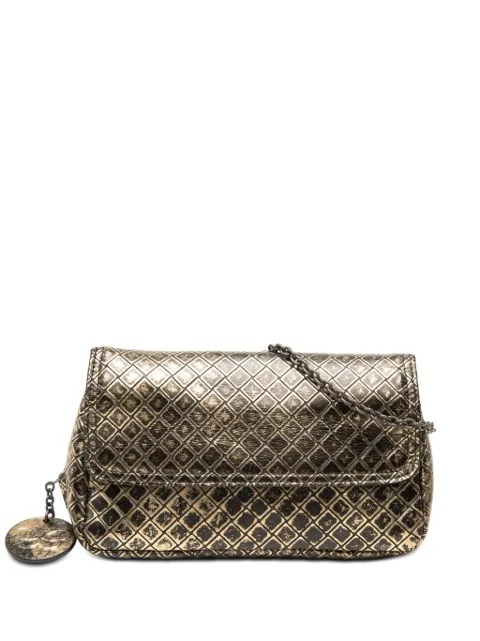 Bottega Veneta Pre-Owned 2012-2026 Metallic Calfskin Intrecciomirage Chain Flap crossbody bag Gold UO56XAQOMNDFHJ8A