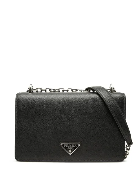 Prada Pre-Owned 2013-2026 Saffiano and Tessuto Chain crossbody bag Black K24WA4TZPLQMSKT5