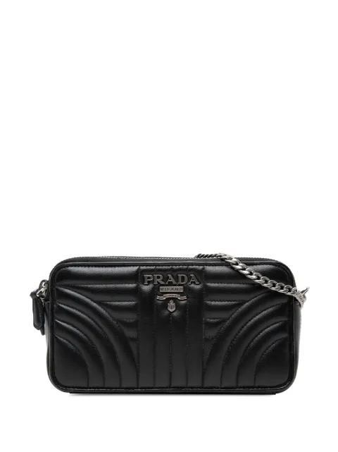 Prada Pre-Owned 2010-2026 Mini Soft Calf Impunture Diagramme Double Zip crossbody bag Black HU3DM1XSG9V2VB29