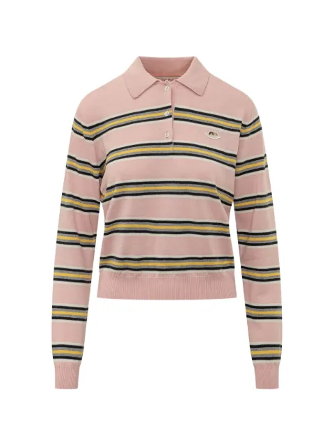Fiorucci Angels-patch striped polo-collar sweater Pink W26PFKTP002KN05