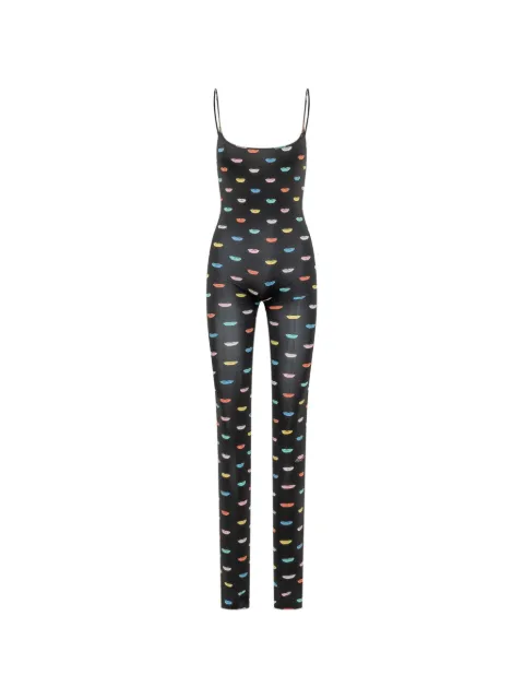 Fiorucci lips-print spaghetti-strap jumpsuit Black W26PFJUL001LY01