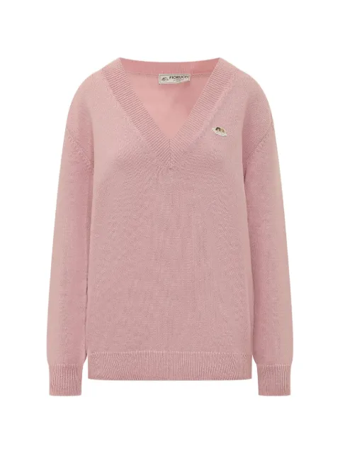 Fiorucci Angels-patch V-neck sweater Pink W26PFKSW044KN05