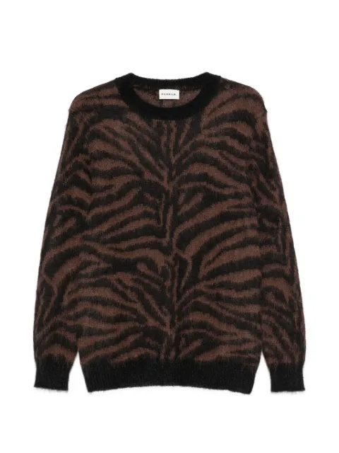 P.A.R.O.S.H. zebra-pattern crew-neck sweater Brown LAMUD510418