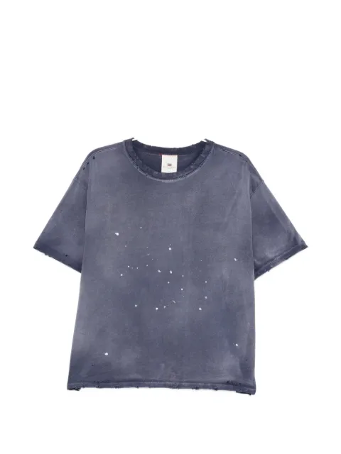 MOOJI MOOJI distressed paint-splatter T-shirt Blue OSTSHIRTSAGED