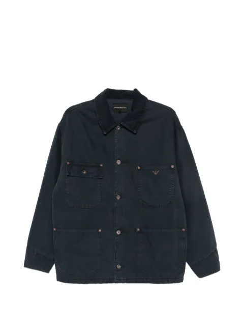 Emporio Armani corduroy-collar logo-plaque jacket Blue EM006501AF27763