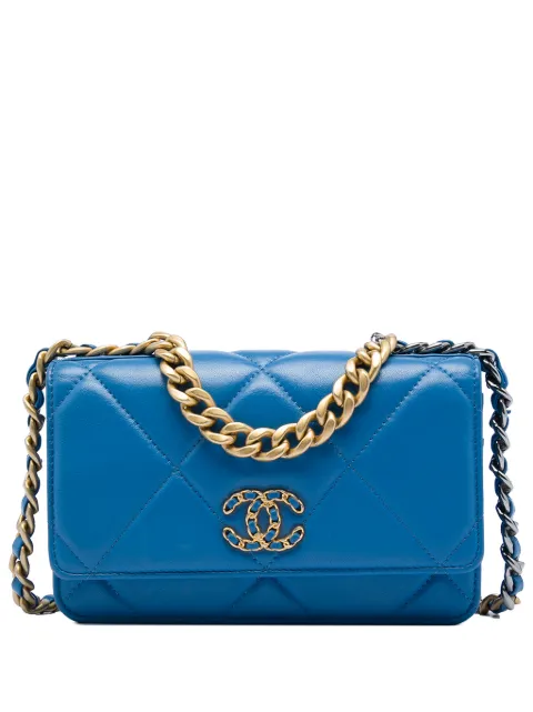 CHANEL Pre-Owned 2019 Quilted Lambskin 19 Wallet On Chain satchel Blue TGNIQ2FIJAAQ4Z0C