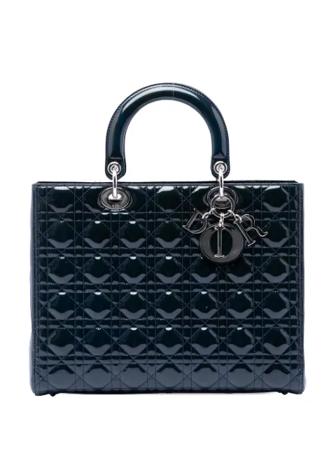 Christian Dior Pre-Owned 2011 Large Patent Cannage Lady Dior satchel Blue TA4BAN1R0AYWO40C