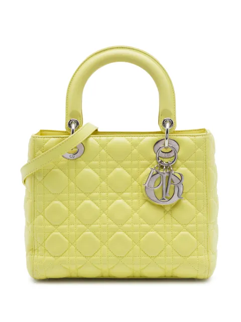 Christian Dior Pre-Owned 2015 Medium Lambskin Cannage Lady Dior satchel Yellow QBLAKKMRN4HFIY21