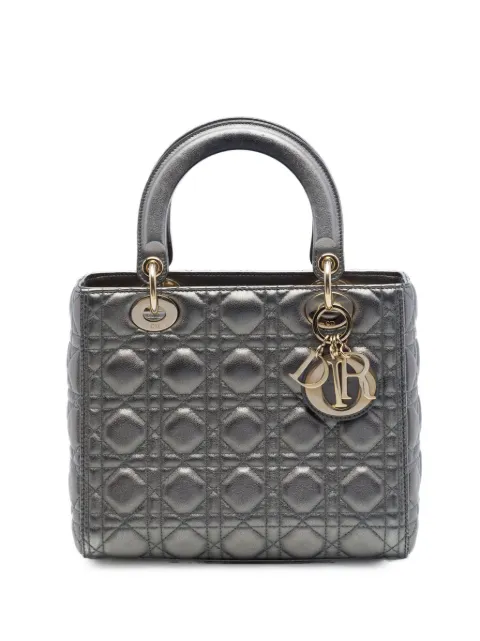 Christian Dior Pre-Owned 2019 Medium Metallic Lambskin Cannage Lady Dior satchel Grey K4QS6DTZDVUOJH2U