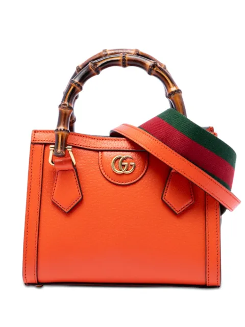 Gucci Pre-Owned 2021-2026 Mini Calfskin Bamboo Diana satchel Orange HWZ8B9S3L74JRRVP
