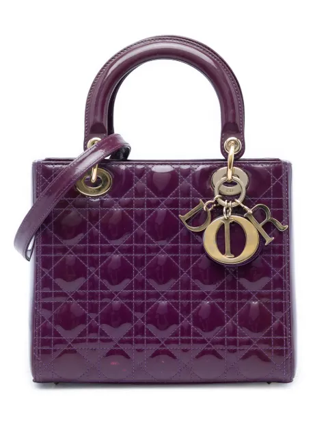 Christian Dior Pre-Owned 2012 Medium Patent Cannage Lady Dior satchel Purple 8F0650154F8BURKC