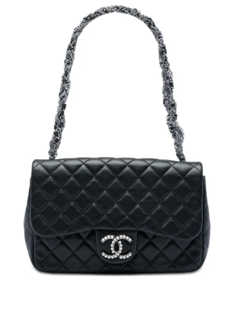 CHANEL Pre-Owned 2015-2016 Medium Quilted Lambskin Westminster Pearl Flap shoulder bag Black 7W8TEABWFXX87Z2D