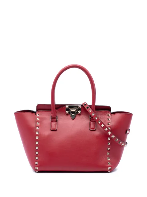 Valentino Garavani Pre-Owned 2018-2026 Small Leather Rockstud Trapeze satchel Red X99GWKE4EW9ND45J
