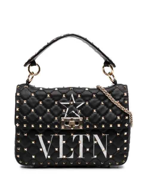 Valentino Garavani Pre-Owned 2000-2026 Medium Lambskin VLTN Rockstud Spike satchel Black WS7D7RELPDG4KLUP