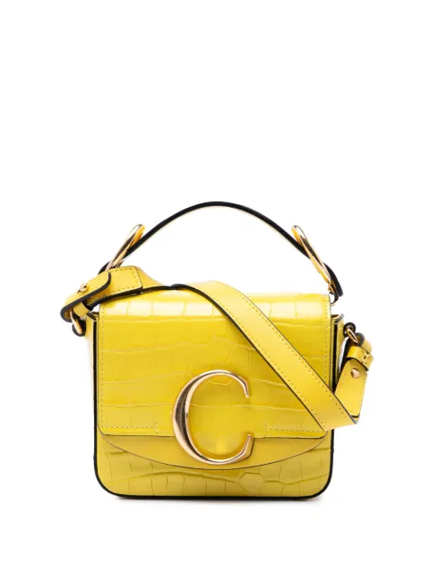 Chloé Pre-Owned 2019 Mini Croc Embossed Calfskin C satchel Yellow UIU3LQUDRZJ6XYJ3
